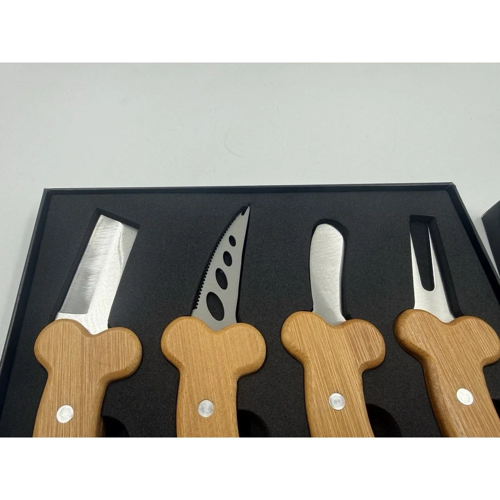 Cockuterie Cheese Knife Set Wooden Handle‎ Set Of 4
